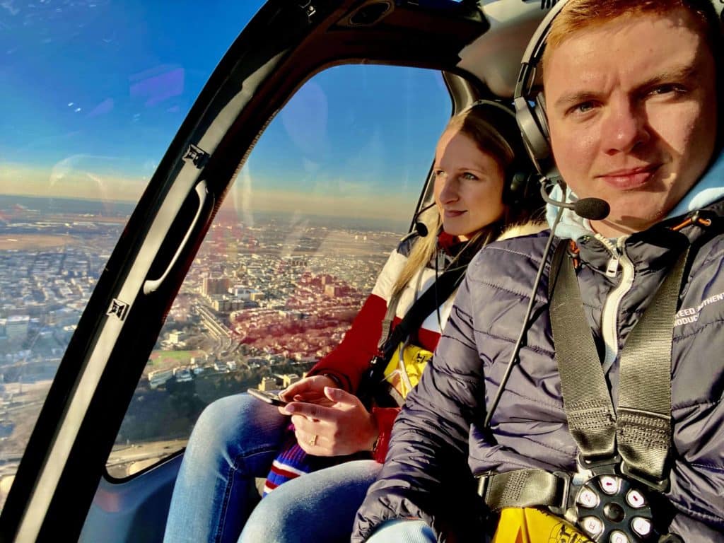 Kim & Christian im Helikopter